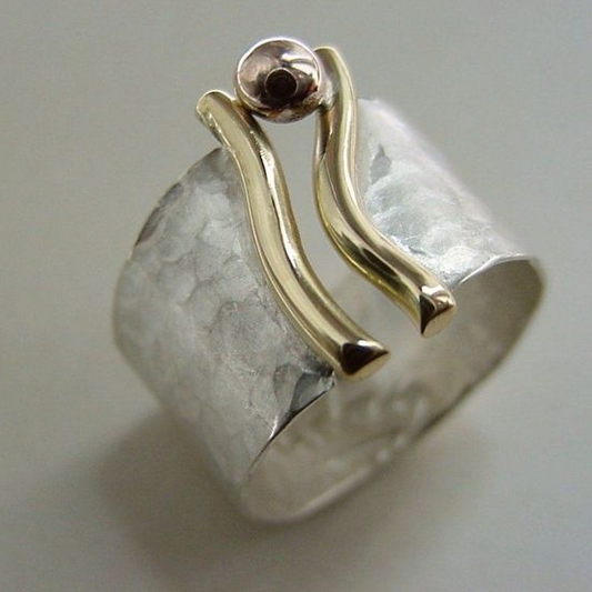 Vintage Gold Hand and Silver Ring-Lydieannejewelry