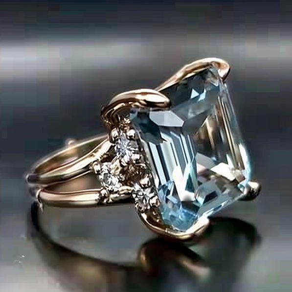 Vintage Layered Zirconia Blue Crystal Ring