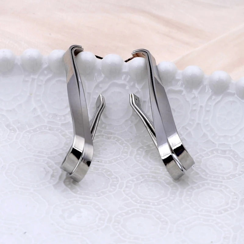 Vintage Silver Irregular Twist Dangle Earrings-Lydieannejewelry