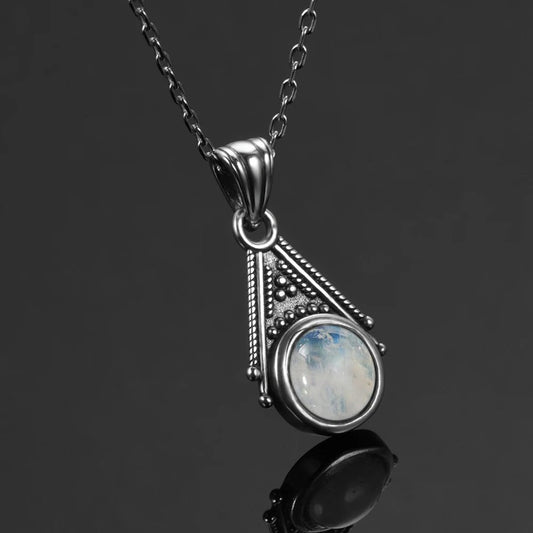 Vintage Silver Moonstone Necklace-Lydieannejewelry