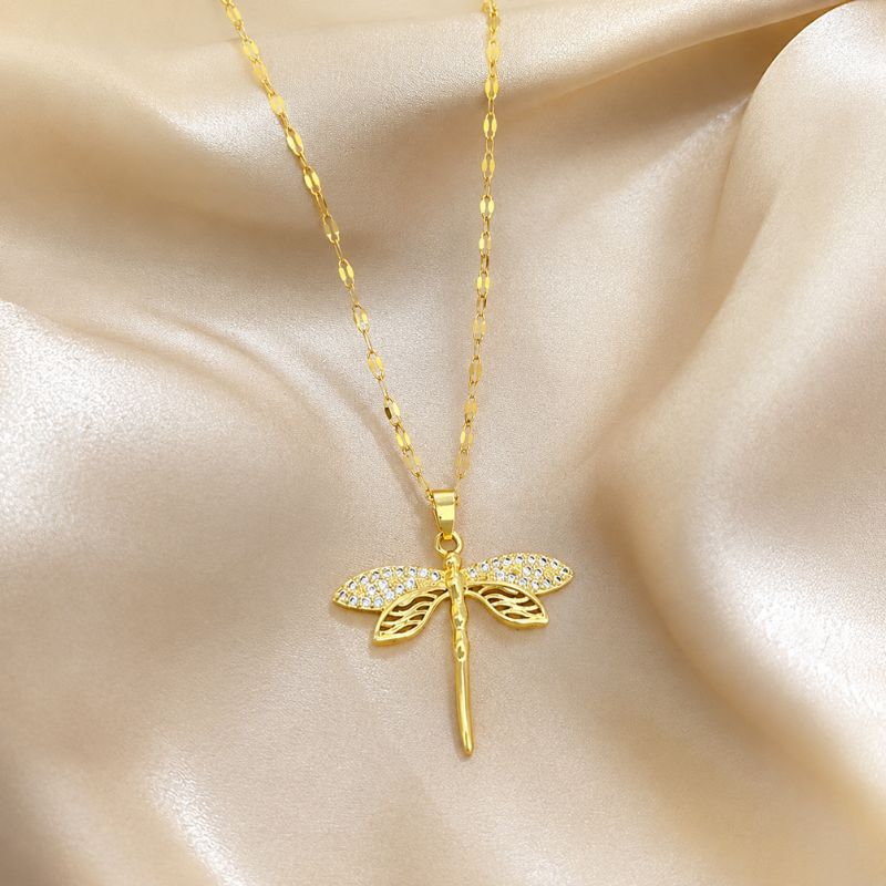 Crystal Gold Dragonfly Necklace