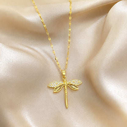 Crystal Gold Dragonfly Necklace