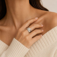 Vintage Frozen Pearl Silver Ring