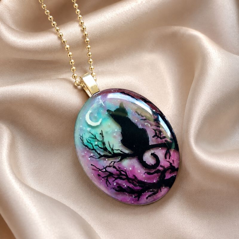 'The starry night' lovely cat necklace
