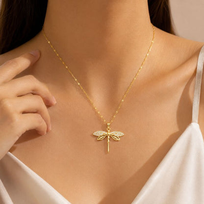 Crystal Gold Dragonfly Necklace