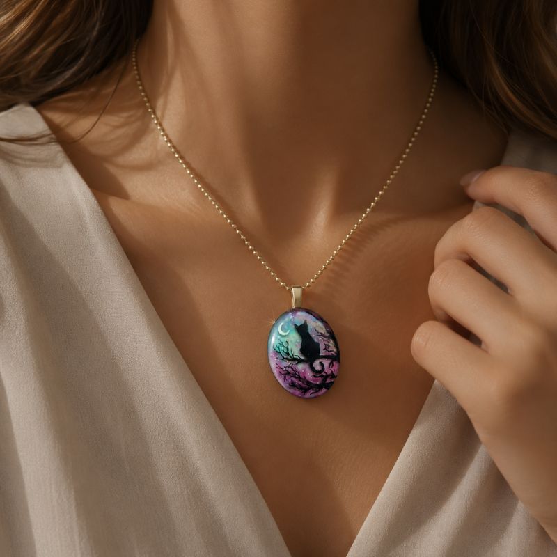 'The starry night' lovely cat necklace