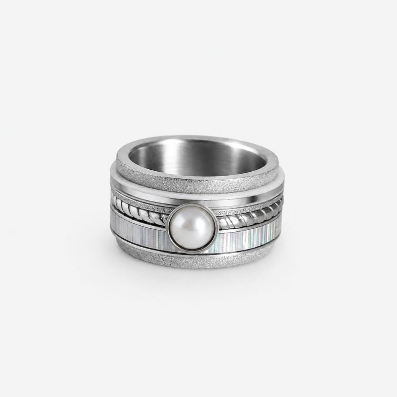 Vintage Frozen Pearl Silver Ring