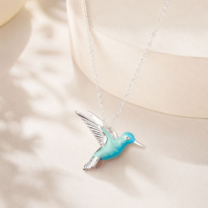 Sterling Silver Enamel Hummingbird Necklace