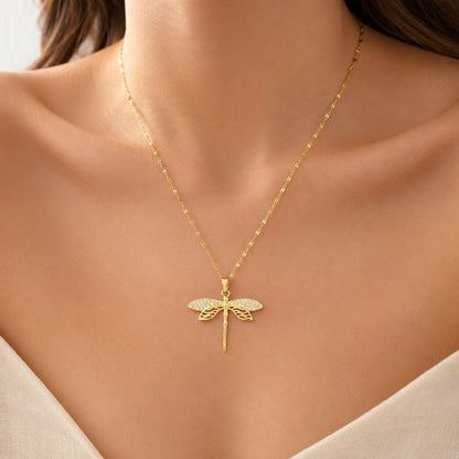 Crystal Gold Dragonfly Necklace