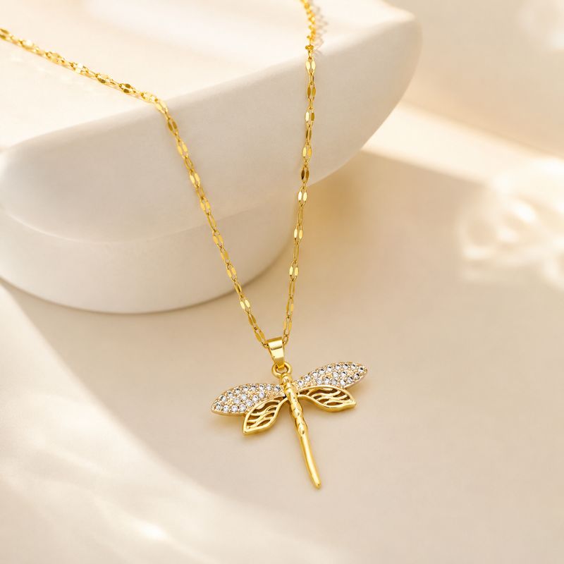 Crystal Gold Dragonfly Necklace