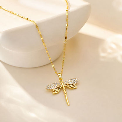 Crystal Gold Dragonfly Necklace