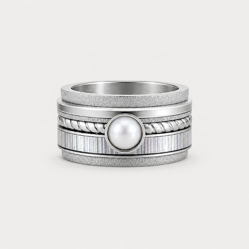 Vintage Frozen Pearl Silver Ring