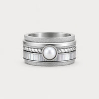 Vintage Frozen Pearl Silver Ring