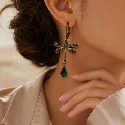 Vintage Golden Dragonfly Earrings