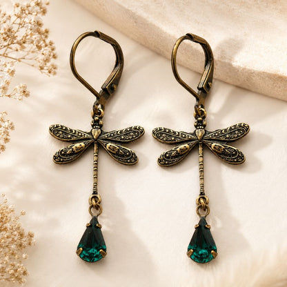 Vintage Golden Dragonfly Earrings
