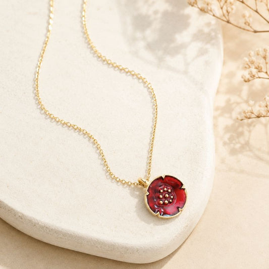 Red Vintage Necklace in Gold
