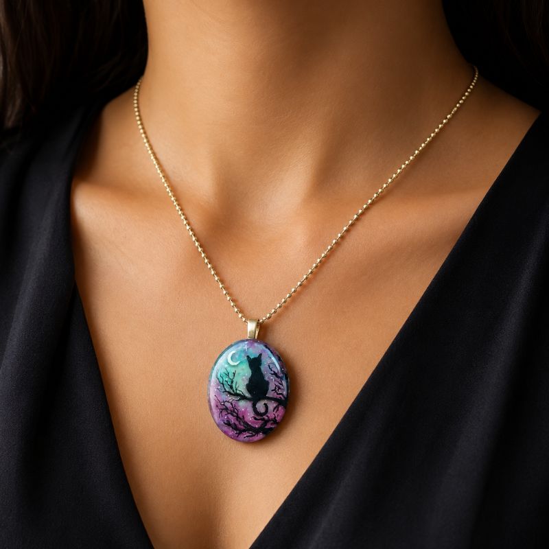 'The starry night' lovely cat necklace