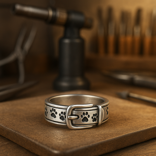 Cute and Stylish Dog-Inspired Silver Collar Ring