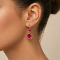 Vintage Dangling Rounded Garnet Crystal Earrings