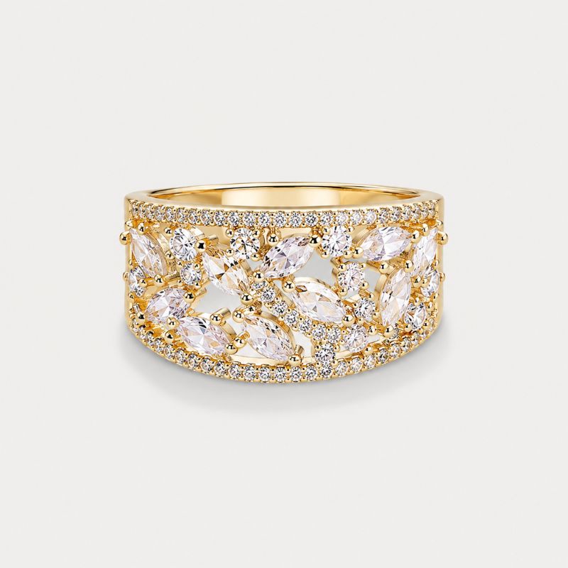 Vintage Crystals Gold Ring