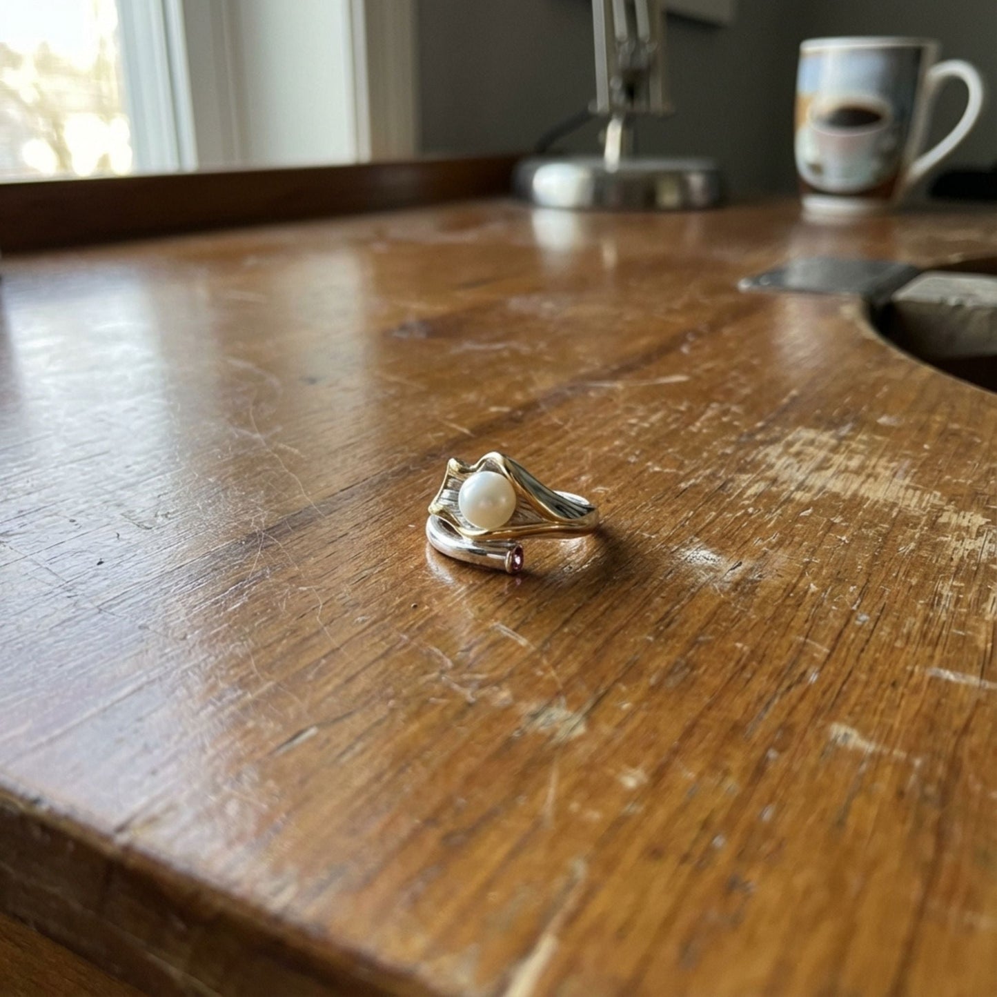 Vintage Gold & Silver Pearl Ring