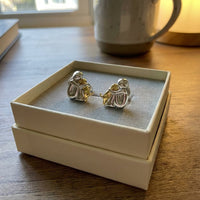 Silver and Gold Two-Tone Hug Earrings