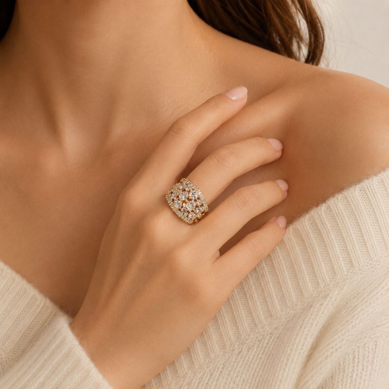 Vintage Crystals Gold Ring