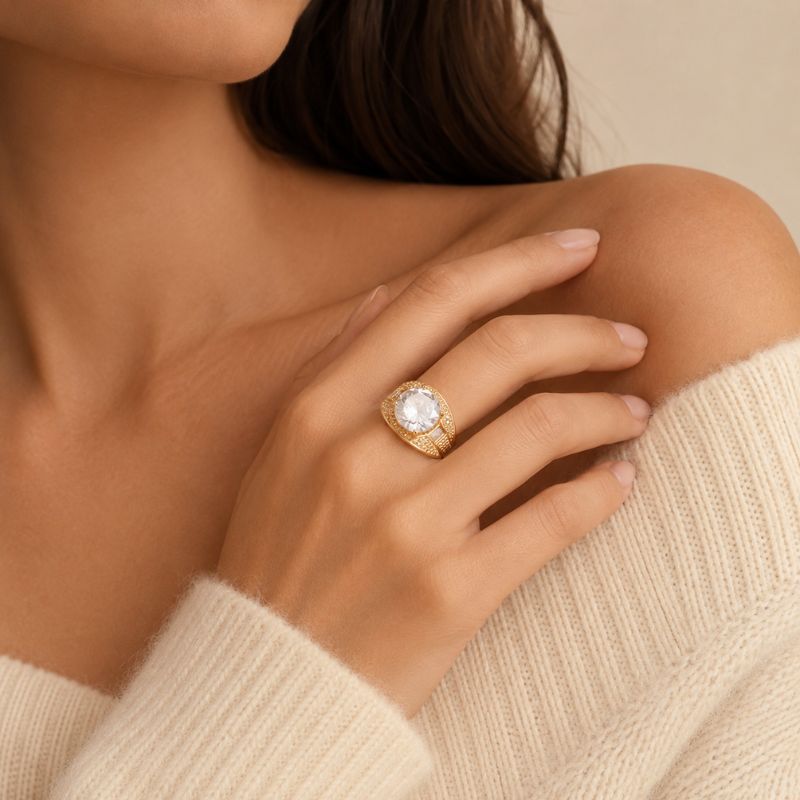 Vintage Gold Glass Ring