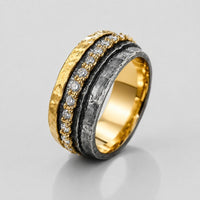 Vintage Gold & Silver Inlaid Zirconia Ring