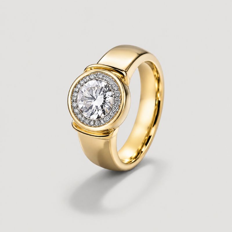 Vintage Gold Rounded Inlaid Zirconia Ring